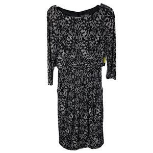 Jessica Howard Black Lace Print 3/4 sleeve Dress size 8